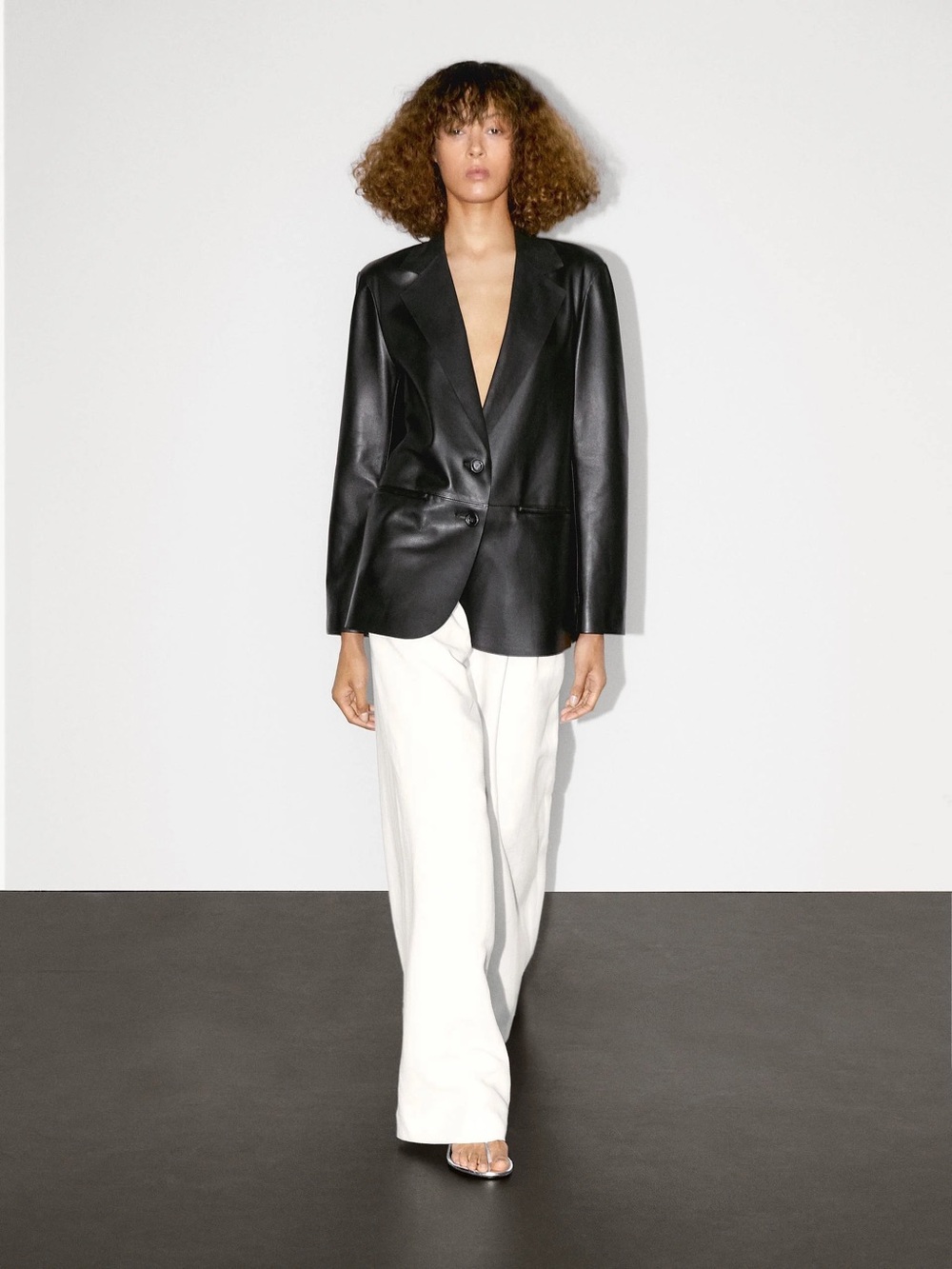 MASSIMO DUTTI Flowing Nappa Leather Blazer